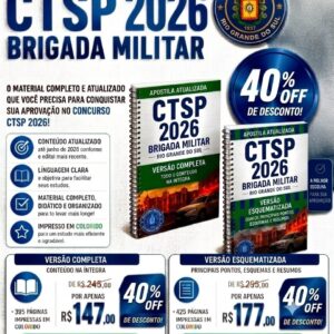 Lançamento: novas apostilas CTSP e CBA Polícia Militar RS - 2026/2027 - lote promocional