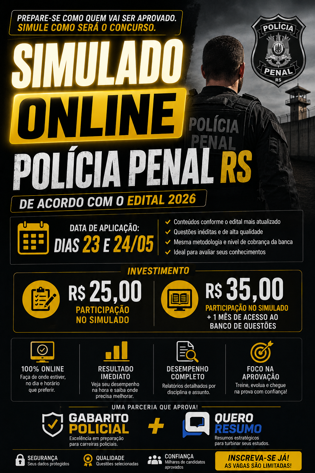 1º SIMULADO 2026 - CONCURSO POLÍCIA PENAL RS - EDITAL 2026