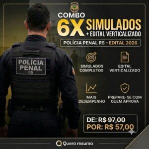 Combo 6 X Simulados + Edital Verticalizado Polícia Penal RS - Edital 2026