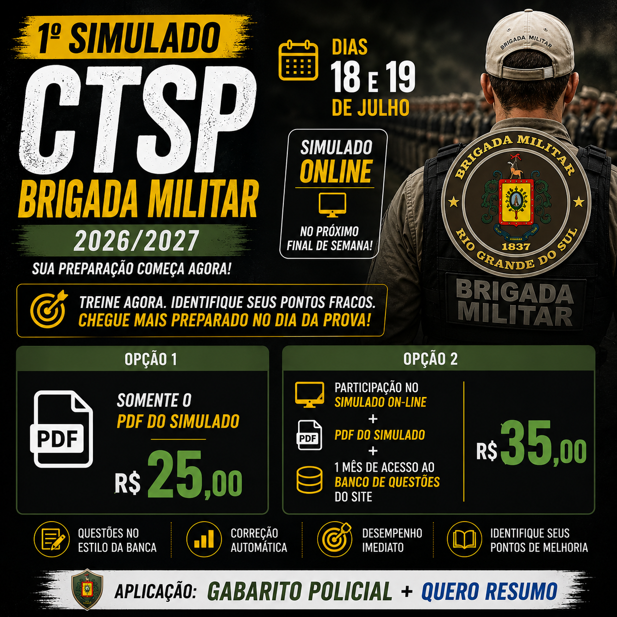 1º Simulado CTSP 2026/2027 Brigada Militar
