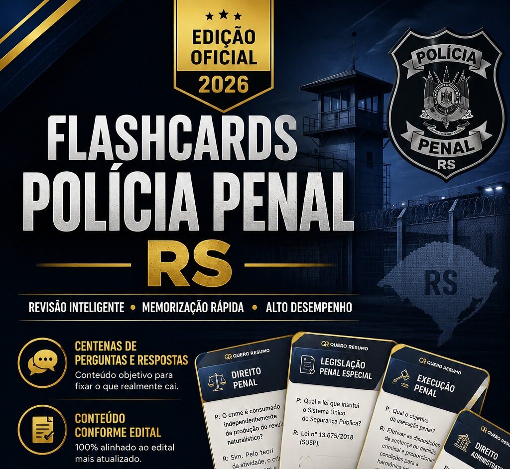 Pacote FlashCards Polícia Penal RS - 2026