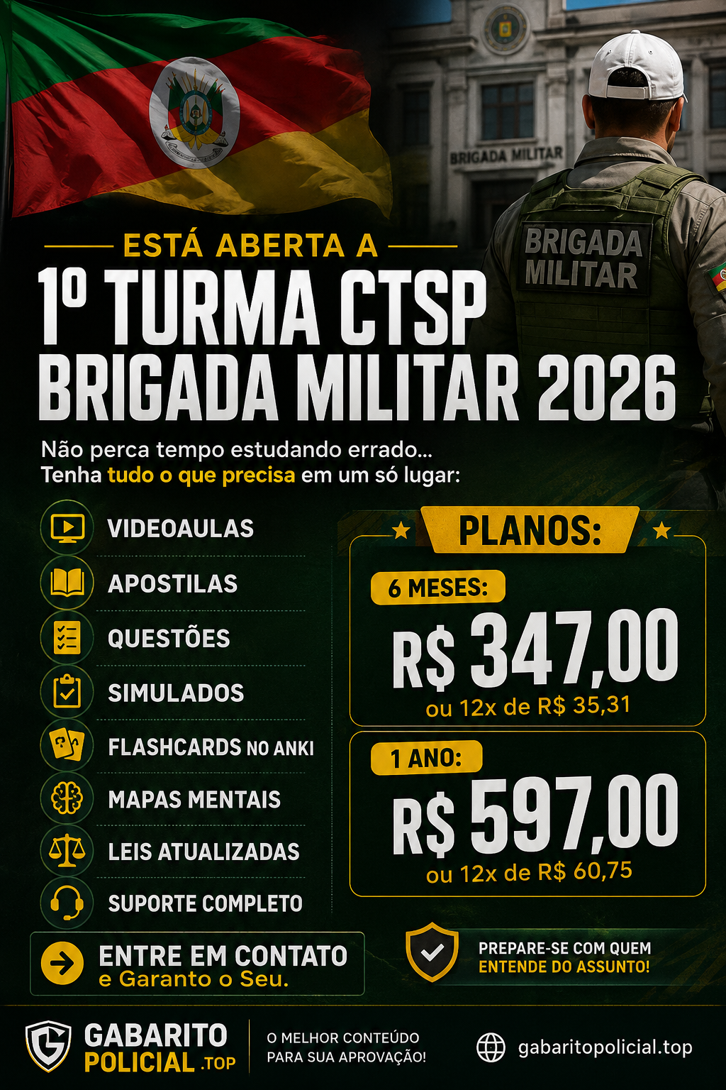 Curso Completo CTSP Brigada Militar - Gabarito Policial 2026/2027