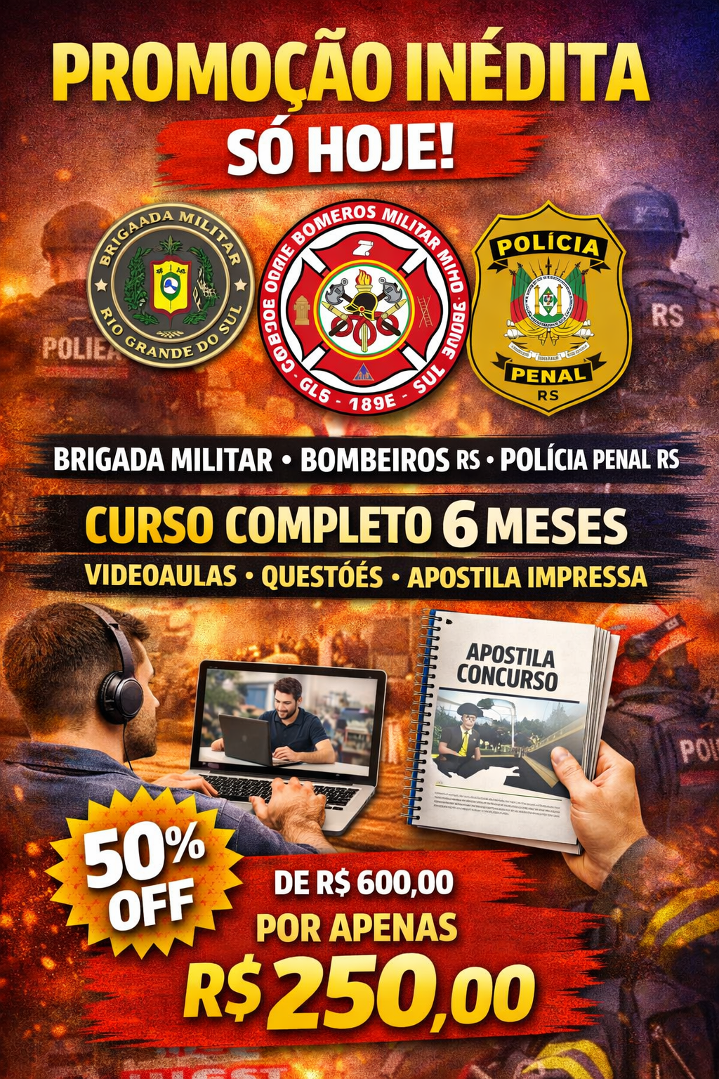 Combo Inédito Banco Online de Questões + Apostila Impressa + 6 Meses de Curso Completo