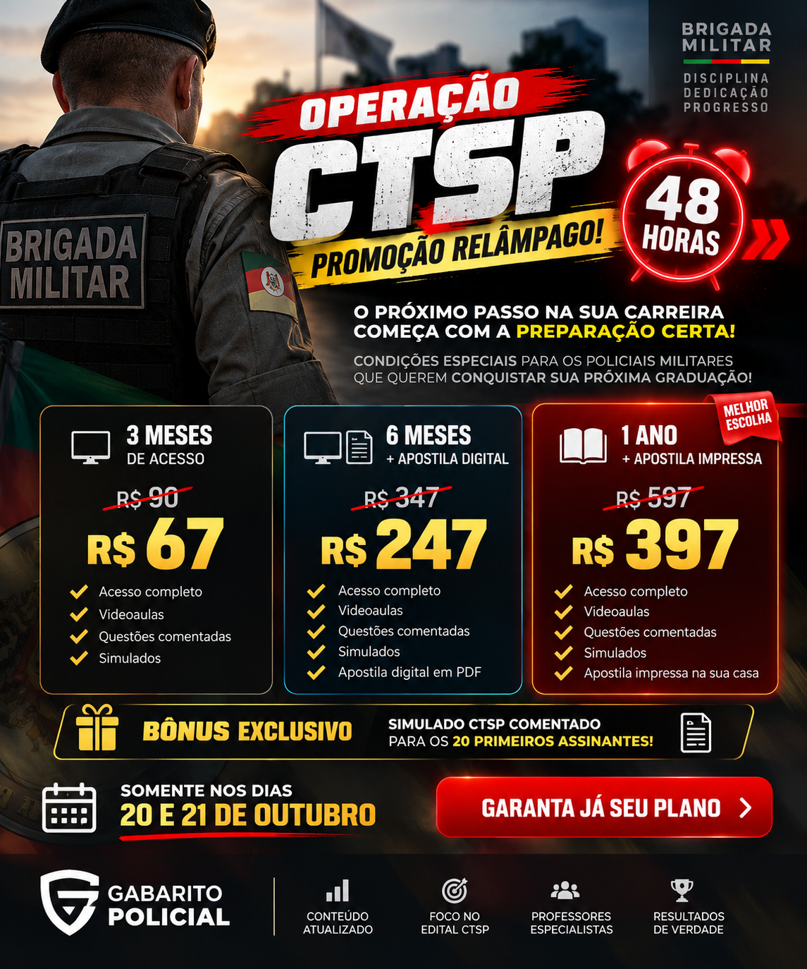 Combo Gabarito Policial CSTP/CBA Brigada Militar + Apostila