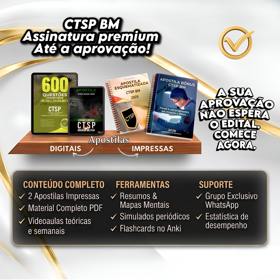 Curso completo + 2 apostilas físicas - CTSP BM 2026