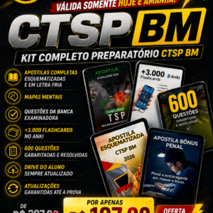 Promoção Relâmpago 4 Apostilas Digitais ou Impressas CTSP/BM e Flashcards